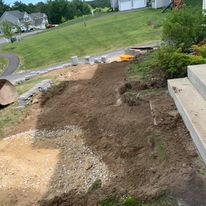 Grading behind new retaining wall steps