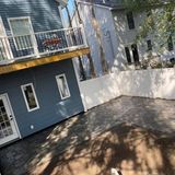 Paver patio below a deck