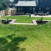 Backyard lawn and patio